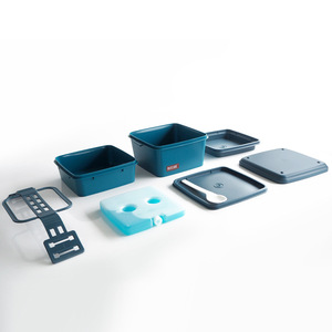 Russbe Stack Bento <b>Lunch</b> <b>Box</b> 2-Piece Set With Chill Pak Blue Square <b>Microwaveable</b> Reusable Adult Student Meal Container - Product Image 2