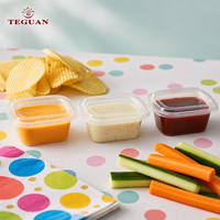 Gobelet à sauce moderne jetable Teguan de 4 oz en PP de qualité alimentaire avec couvercle séparé, résistant aux fuites, pour condiments et vinaigrettes