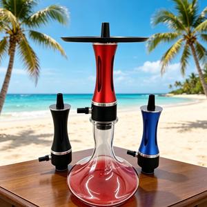 Kit de Chicha Moderne en Verre avec Base en Aluminium Rouge, Noir, Bleu et Accessoires pour Fumeurs - Product Image 6