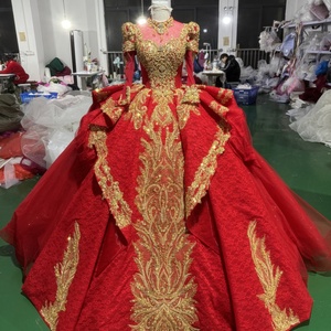 Abito da Sposa Rosso Jancember XS251, Vestito da Sposa Ricamato di Lusso, Abito da Ballo in Pizzo, Vestido De Novia per Matrimonio, Cerimonie e Feste - Product Image 1