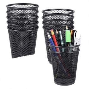 School & Home Mesh Plastic Round <b>Pen</b> <b>Holder</b> 9X9.8CM Office <b>Desk</b> Organizer <b>for</b>/ Business - Product Image 2