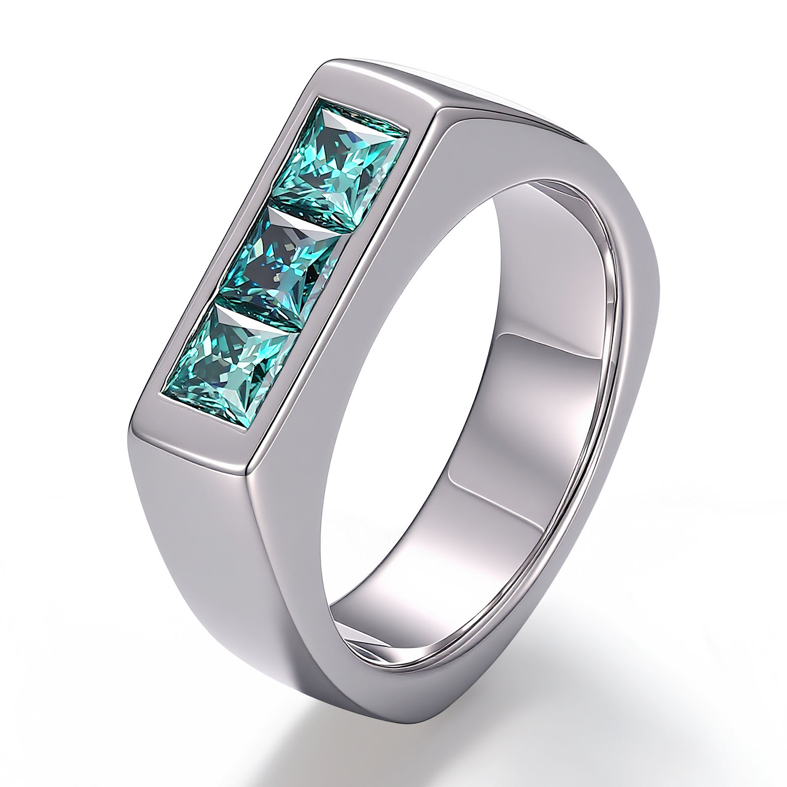 Bague en or massif 14 carats avec moissanite et diamants.