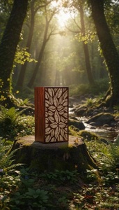 Urna Funeraria de Madera Hecha a Mano Estilo Americano, Personalizada OEM, con Diseño Artístico de Hojas en Resina, para Cenizas Humanas - Product Image 3