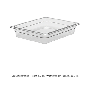 Bac alimentaire en polycarbonate GN 1/2, 26,5 × 32,5 × 6,5 h cm, sans couvercle, -100/+100 ° C - Product Image 3