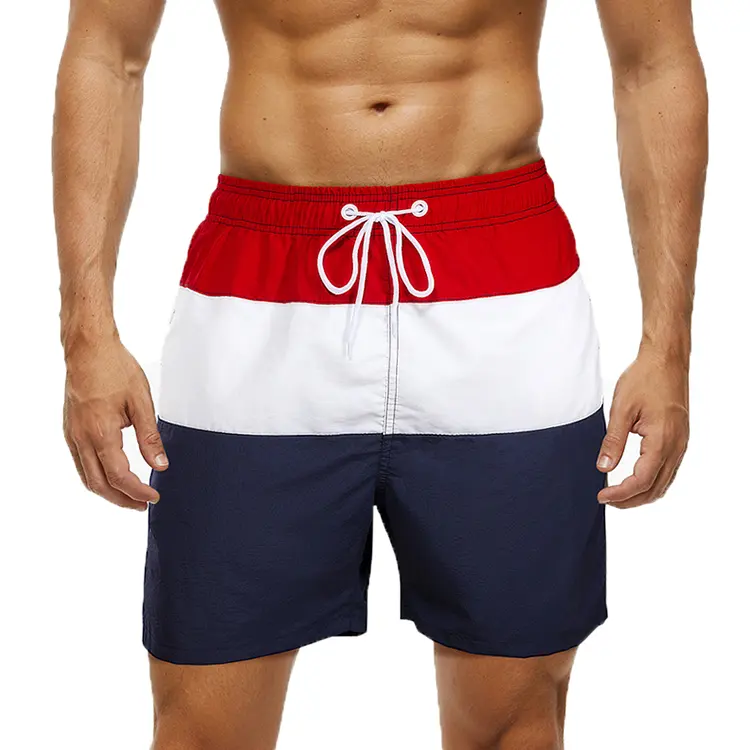 Custom 4 Way Stretch Shorts Boardshorts Fashion Men's Swimwear & Beachwear Wholesale Quick Dry Spliced Men Swim Trunks Shorts