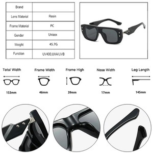 Logo Custom 2026 Fashion Small Frame Gradient Shades Sun Glasses UV400 <b>Square</b> Rivets <b>Sunglasses</b> for <b>Men</b> Women - Product Image 6