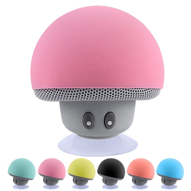 Mushroom Colorful Silicone Suction Cup Portable Mini Logo Custom Wireless BT Speaker Home Theatre Party Outdoor Speaker with Box