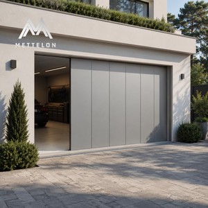 Porte de garage automatique de luxe en aluminium, moderne, noire, électrique, avec porte latérale pour <span class=keywords><strong>entrée</strong></span> de villa - Product Image 5