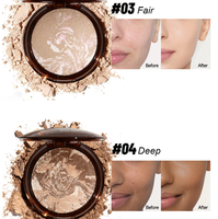 Poudre pressée pour le visage en 6 couleurs, fond de teint, poudre anti-brillance pour peaux foncées