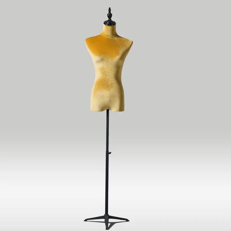 Giyim mağazası moda bayan ekran elbise formu Torso modelleri kadın üst vücut kadife kaplı yarım vücut kadın manken Torso