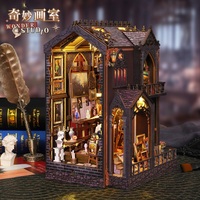 Kit de Diorama de Livre DIY Wonder Studio - Modèle Miniature en Bois à Assembler Soi-même avec Éclairage - Kit de Maison de Poupée 3D pour Étagère à Livres