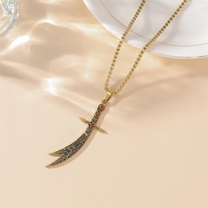Collana con Ciondolo Personalizzato a Forma di Spada Scimitar Zulfiqar in Acciaio Inossidabile, Gioielli Islamici <span class=keywords><strong>Ali</strong></span> Shia Corano, Vendita all'Ingrosso - Product Image 2
