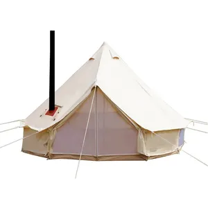 Glamping יוקרה 6m 5m 4m עמיד למים זול עגול בד פעמון אוהל עם ארובה חור