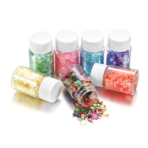 Paillettes pour nail art DIY, flacon de 15 ml, fragments de cellophane, autocollants pour ongles en forme de bonbons irréguliers irisés, colorés et brillants - Product Image 2