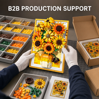Kit de construction de cadre photo tournesol personnalisé OEM DIY, art mural 3D, jouet éducatif, cadeau pour enfants, décoration intérieure, vente en gros JJ9233