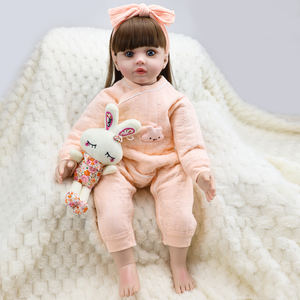 Yüksek Simülasyonlu 60cm Büyük Boy Reborn Bebek Kız, Köklendirilmiş Uzun Saçlı, Sarılabilen Yumuşak Gövdeli Bebek, 24 inç Gerçekçi Yenidoğan Bebek - Product Image 3