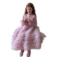 Nouvelle robe de princesse rose à sequins haut de gamme pour filles, style gâteau, pour anniversaire, dos nu, ensemble de robes pour enfants automne-hiver
