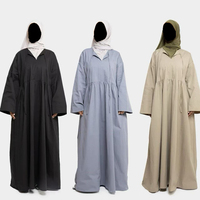 Abaya personnalisée 100% coton avec cordon de serrage, noire, vente en gros, fabricants, vêtements islamiques unis, Dubaï, Ramadan, Eid