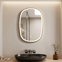 Espejo de Baño LED con Contorno, Interruptor Táctil, Resistente al Agua IP44, Antivaho, Marco de Aluminio Dorado, Diseño de Lujo