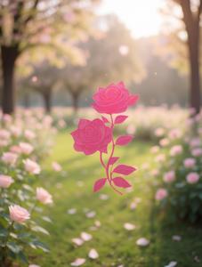 T-Shirt da Donna per San Valentino con Collo Tondo, Motivo Rosa Rosa, Moda Casual, Manica Corta, 100% Cotone Jersey, Primavera Estate - Product Image 2