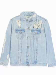 Boyfriend Casual Veste En Jean Femme Streetwear Bleach Loose Fit Destruction Bomber Denim Chaqueta de mujer - Product Image 2