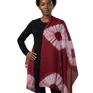 Écharpe longue légère en viscose tie-dye personnalisée avec dentelle et pompons pour femme, idéale pour l'hiver et le quotidien en extérieur, vente en gros - Product Image 1