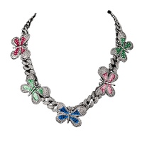 Collier ras de cou en chaîne cubaine RQ Butterfly, plaqué or rose, pour femmes