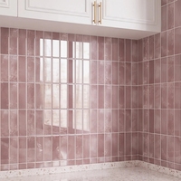 Carreaux muraux 3D autocollants effet métro, en PU, avec revêtement goutte à goutte, rose poudré, style vintage vieilli, pour crédence de cuisine, personnalisables en gros, OEM/ODM, faible MOQ