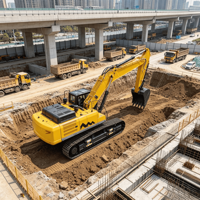 Excavatrice sur chenilles lourde de 49 à 50 tonnes, puissance de 280 kW, godet de 2,5 à 2,8 m³ pour les grands projets miniers et de terrassement