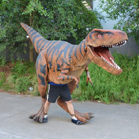 Costume de dinosaure T-Rex réaliste à plumes, avec jambes visibles, léger, flexible, taille personnalisable pour centres commerciaux et salles de jeux