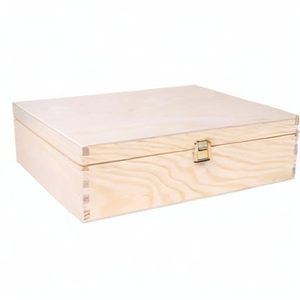 Scatola di immagazzinaggio di vino <span class=keywords><strong>in</strong></span> <span class=keywords><strong>legno</strong></span> naturale non verniciato per 3 bottiglie di vino decorativo scatola regalo con serratura - Product Image 4