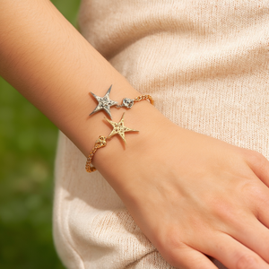 Crystal Star <b>Bracelet</b> 316L Stainless Steel PVD Gold Plated Sustainable Resistant Jewelry for Women - Product Image 3