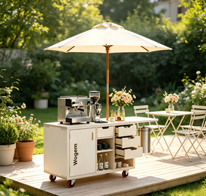 Carritos Móviles de Madera Modernos de Gran Capacidad para Exteriores, Carrito Combinado de Madera con Diseño de Burbujas para Té - Product Image 6