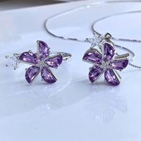 Vente en gros usine : Parure de bijoux en argent sterling 925 plaqué rhodium avec améthyste naturelle, motif moulin à vent, pour femme, idéale pour le quotidien et comme cadeau