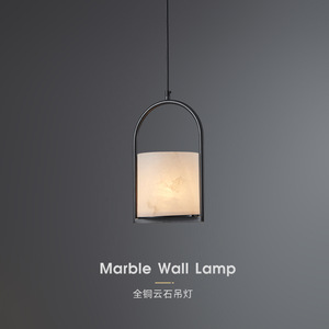 Lámpara colgante de mármol de estilo chino, iluminación LED E27 de un solo cabezal, iluminación rectangular para el hogar, para dormitorio, estudio, sala de té, diseño nórdico - Product Image 3