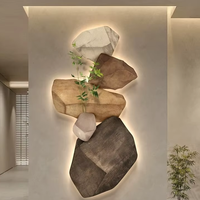 Peinture décorative murale sans cadre en grès style Wabi-Sabi, motif Pierre Porteuse de Bonne Fortune, abstraite haut de gamme, pour entrée, couloir et extrémité de couloir