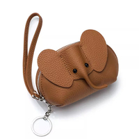 Weiche Elefanten-Geldbörse für Damen, Schlüsseltasche, Kartentasche, Tasche mit Kordelverschluss, Lippenstift-Aufbewahrungstasche, Münztasche, Ketten, Stickerei, RFID