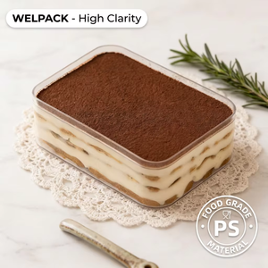 Boîte à Tiramisu WELCOTECH ; Contenant à dessert transparent en PS ; Boîte à gâteau mousse en plastique rigide <span class=keywords><strong>de</strong></span> 1 mm d'épaisseur pour l'emballage alimentaire, logo personnalisé - Product Image 1