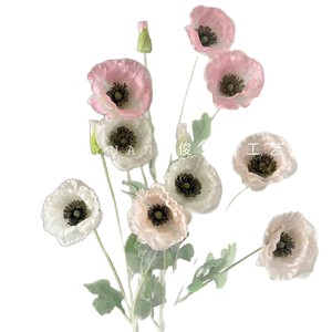 Fleurs artificielles de pavot Junheyuan, branche unique, pour décorations de mariage et de maison, bleu, violet, rouge, jaune, rose, blanc - Product Image 5