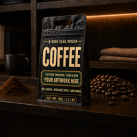 Sachet d'emballage de café écologique personnalisé en PET/AL/PE laminé, sac kraft thermoscellable à fermeture éclair, fond plat découpé