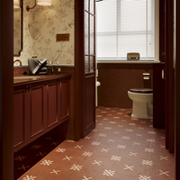 Carreaux de sol en céramique émaillée vintage français 300x300mm antidérapants, résistants à l'usure, faible absorption d'eau pour salles de bain et cuisines intérieures