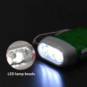 Mini lampe torche promotionnelle à manivelle en plastique bleu avec dynamo et 3 LED - Product Image 5