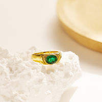 Trendy Schmuck 18 Karat vergoldete Ringe Edelstahl Birne Zirkon Modische klobige dicke breite wasserdichte Frauen Schmuck