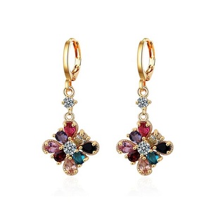 <b>Candy</b> Luxury 18K Gold Plated Colored Jewelry Set Geometric Diamond Drop <b>Necklace</b> and Earrings New Fashion Rainbow Zirconia Set - Product Image 3