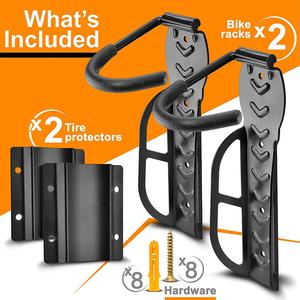 2 jeux de crochets muraux pour bicyclette avec protection pour garage et présentoir à vélo. - Product Image 3