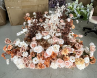 Susunan Bunga Artificial Sutra Warna Coklat Champagne Kahki untuk Dekorasi Pesta Pernikahan