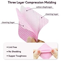Tampons démaquillants jetables 3 couches couleur personnalisée, lingettes en coton non pelucheuses pour vernis à ongles, colle à cils, nettoyage des ongles et des cils