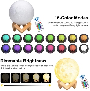 Dropshipping Hot Selling Modern 3D Earth <b>Lamp</b> 16 Color Night Light Touch <b>Remote</b> <b>Control</b> ABS LED High CRI 90 Dimmable for Bedroom - Product Image 5