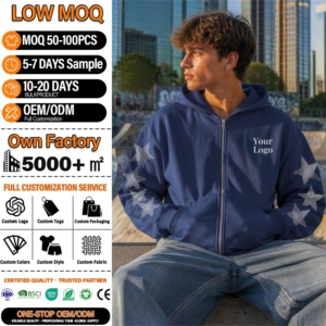 Custom Men's Heavyweight <b>Zip</b>-Up Hoodie High Quality Boxy Fit Cropped Diamond Design Streetwear Embroidered Rhinestone - Product Image 1