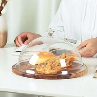 Récipient de porte-gâteau en bambou en bois écologique de haute qualité Youlike avec couvercle rond en acrylique transparent pour la nourriture de Table de fête de mariage